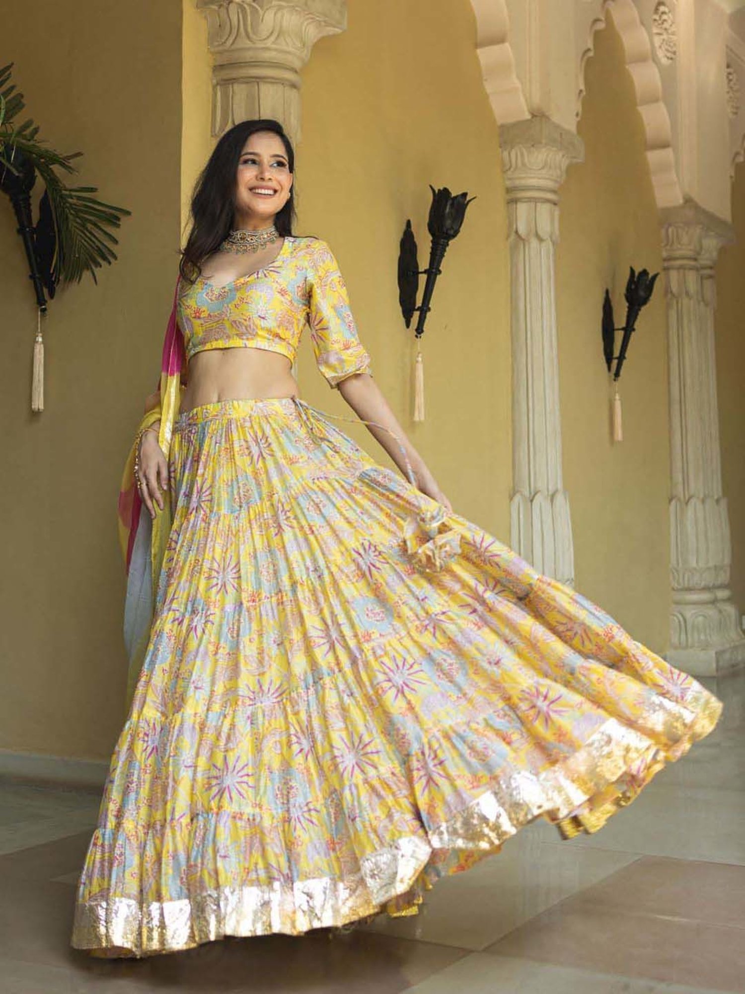 Buy Cream Sequined Georgette Sangeet Wear Lehenga Choli Ethnic Plus