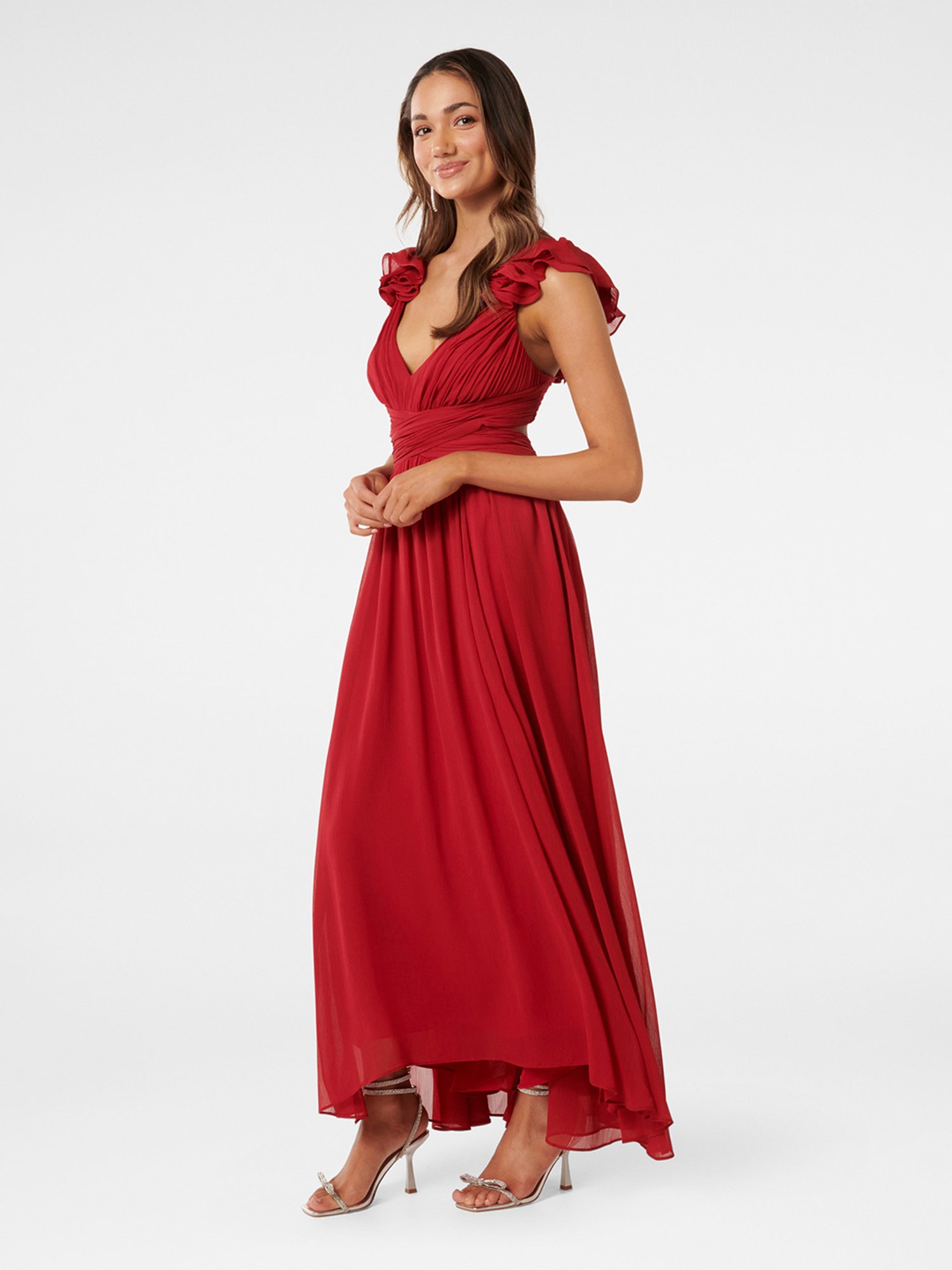 Ethnic Floral Printed Ball Laced Tiered Fit & Flare Maxi Dress - Red –  FASHOR