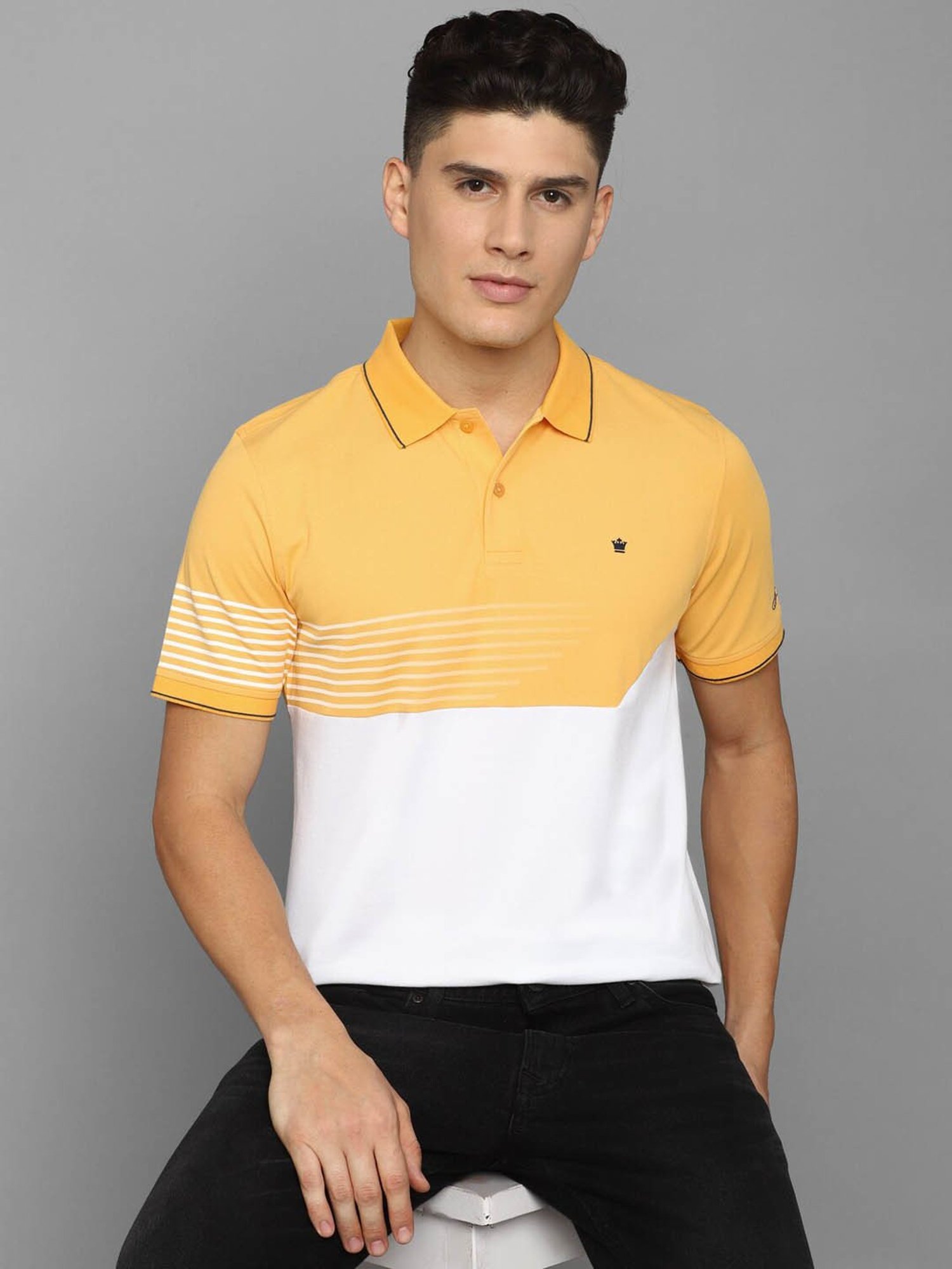 ONN Striped Men Polo Neck Yellow T-Shirt - Buy Mustard ONN Striped Men Polo  Neck Yellow T-Shirt Online at Best Prices in India