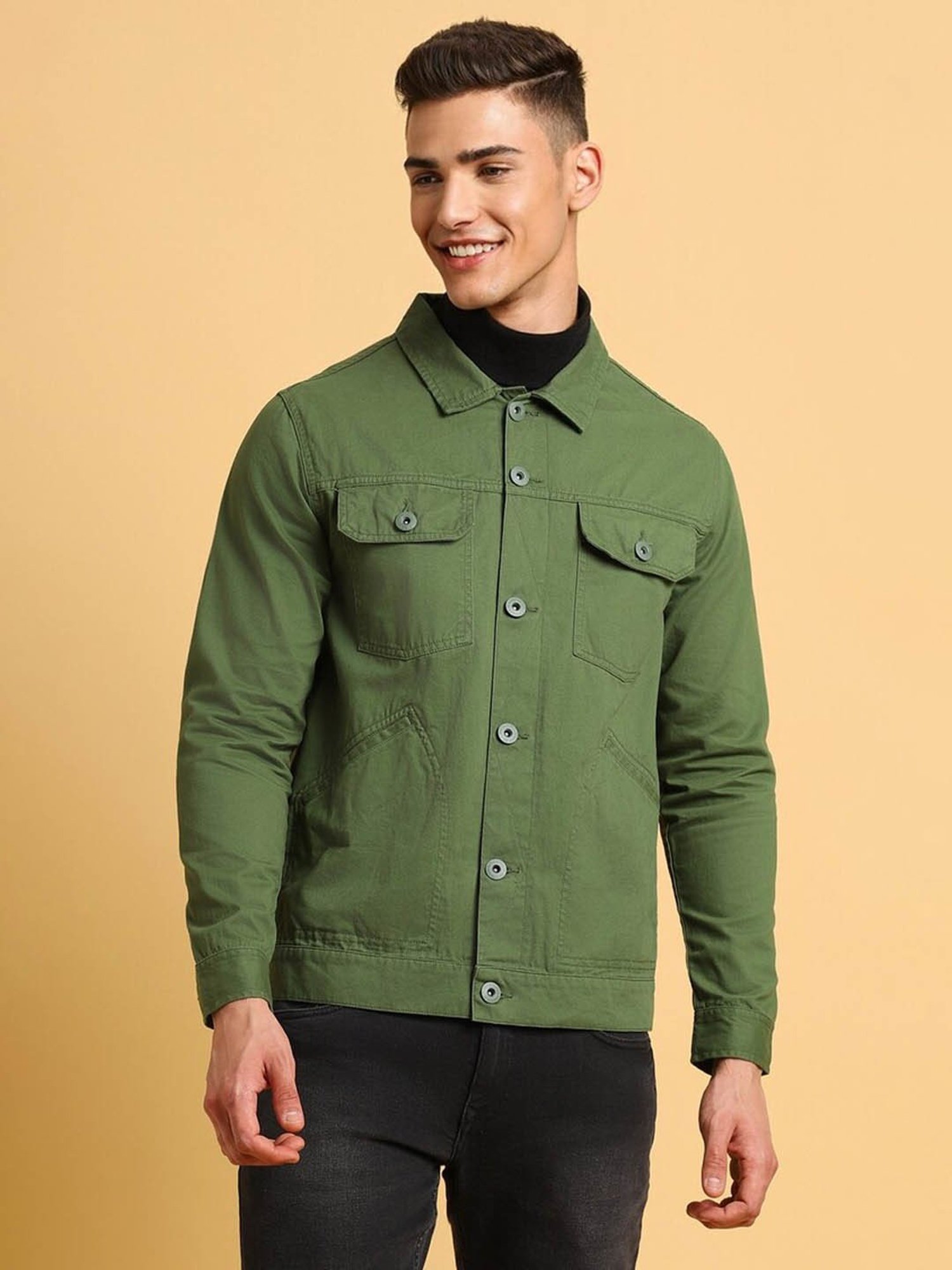 Buy U.S. Polo Assn. Olive Cotton Regular Fit Denim Jackets for Mens Online  @ Tata CLiQ