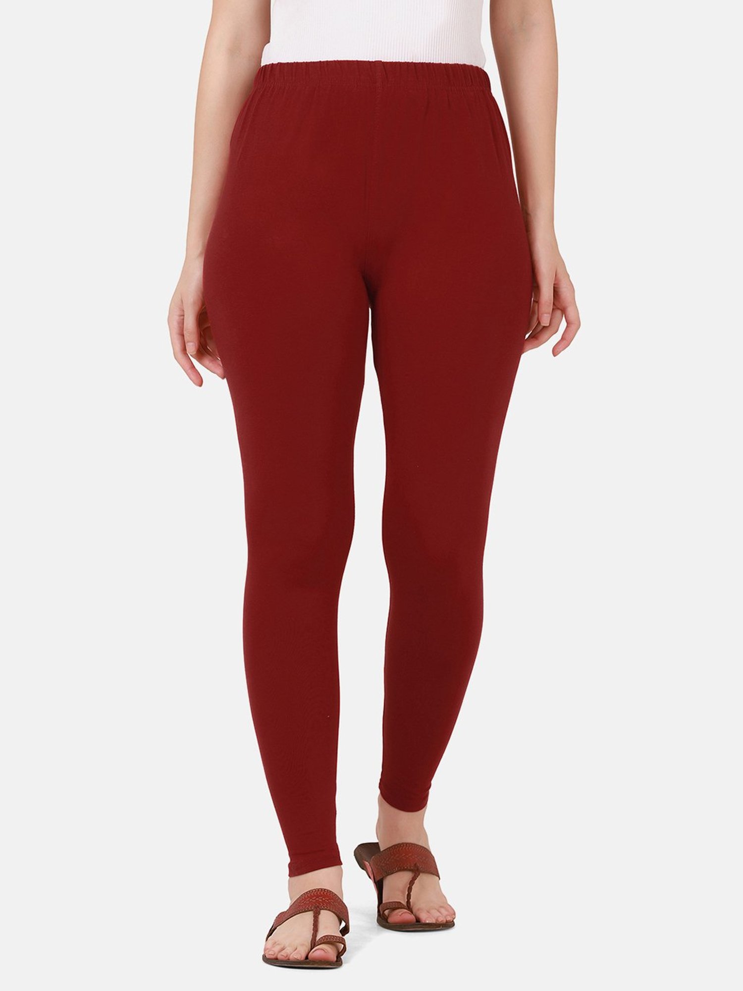 1518597: Casual Red and Maroon color Cotton fabric Leggings