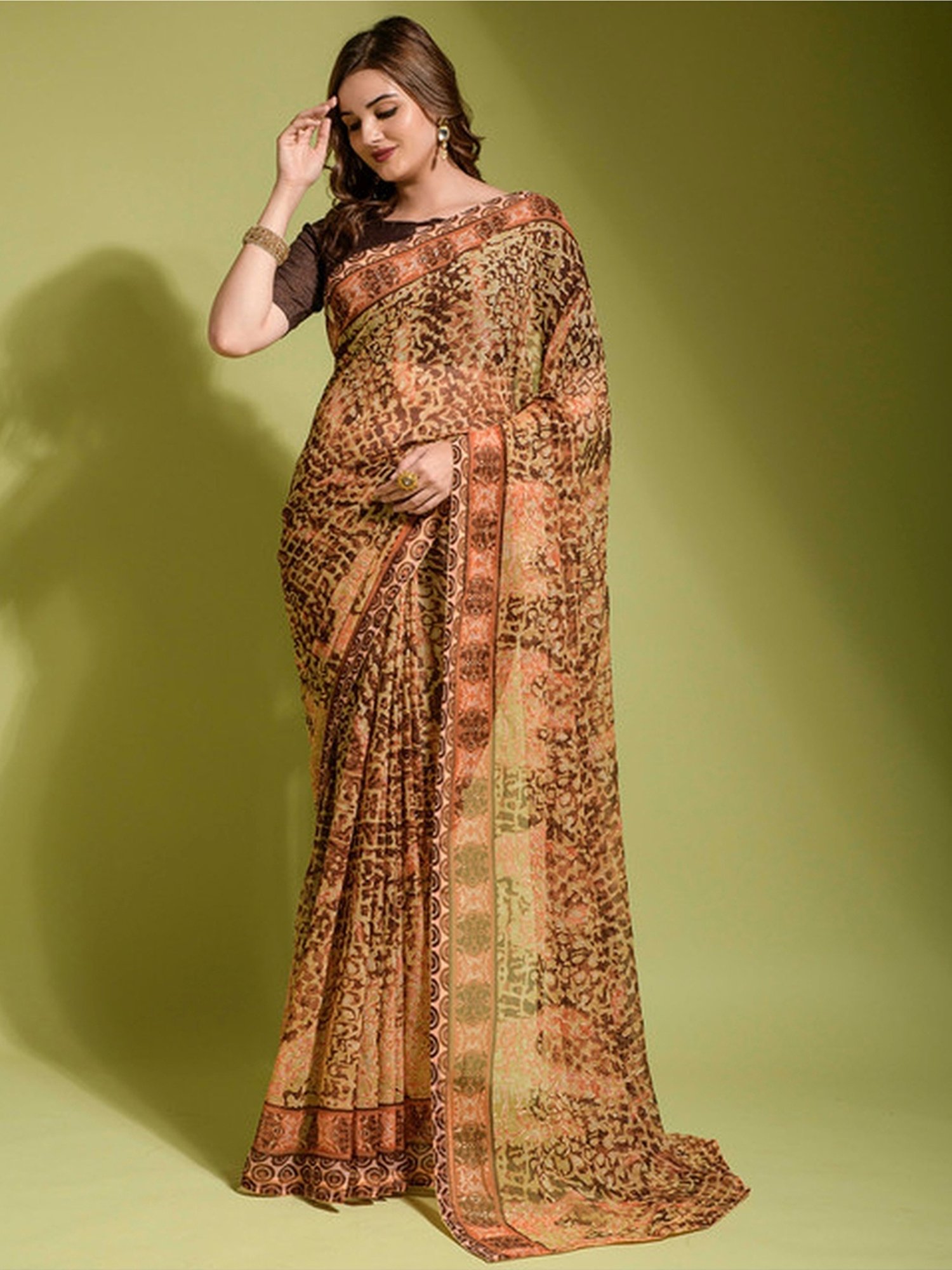 Coffee Brown Pure Banarasi Khaddi Crepe Silk Saree - Aura Benaras