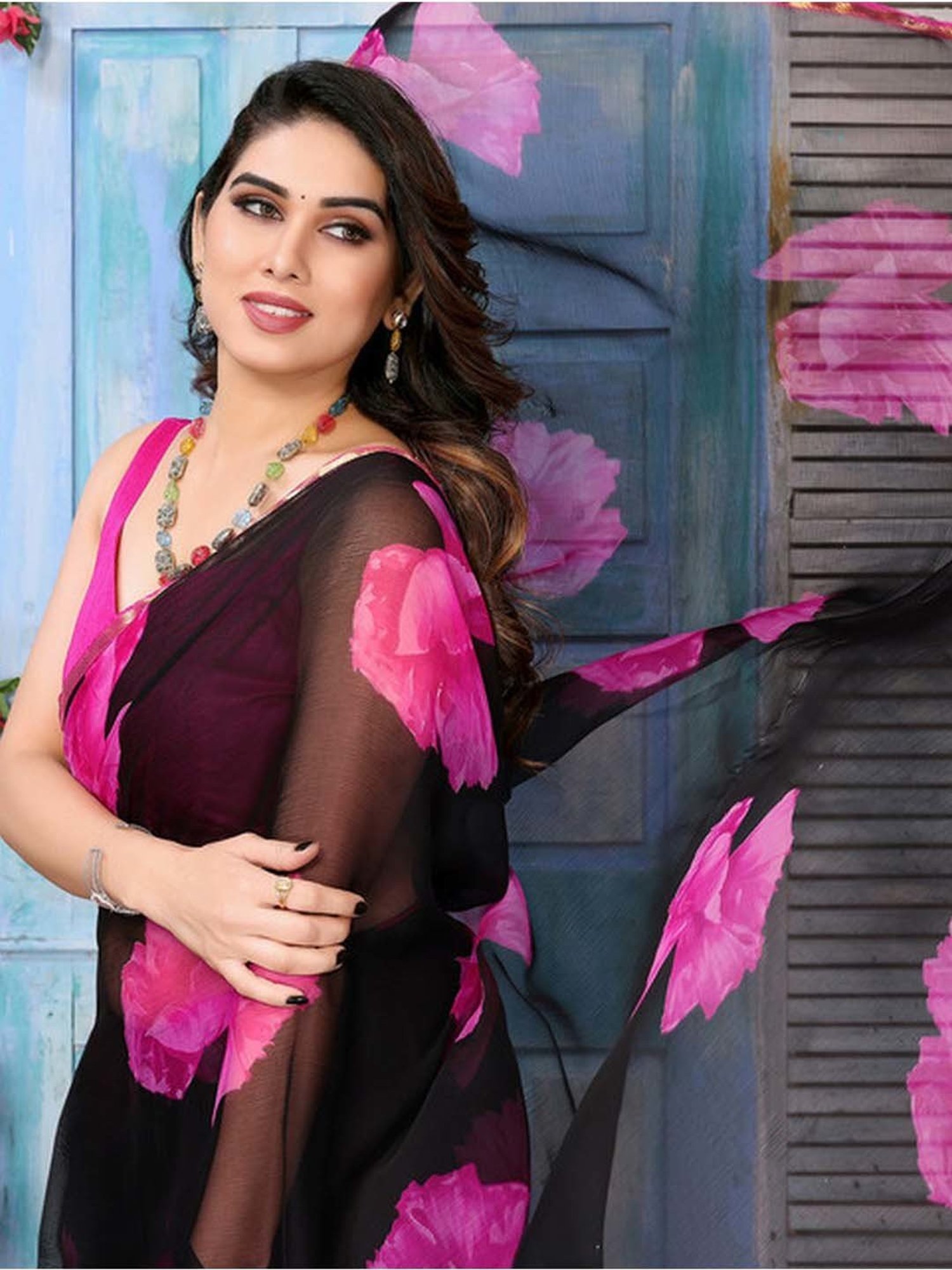 Black And Pink Banarasi Silk Saree With Blouse Piece - Naishu Trendz -  4149453