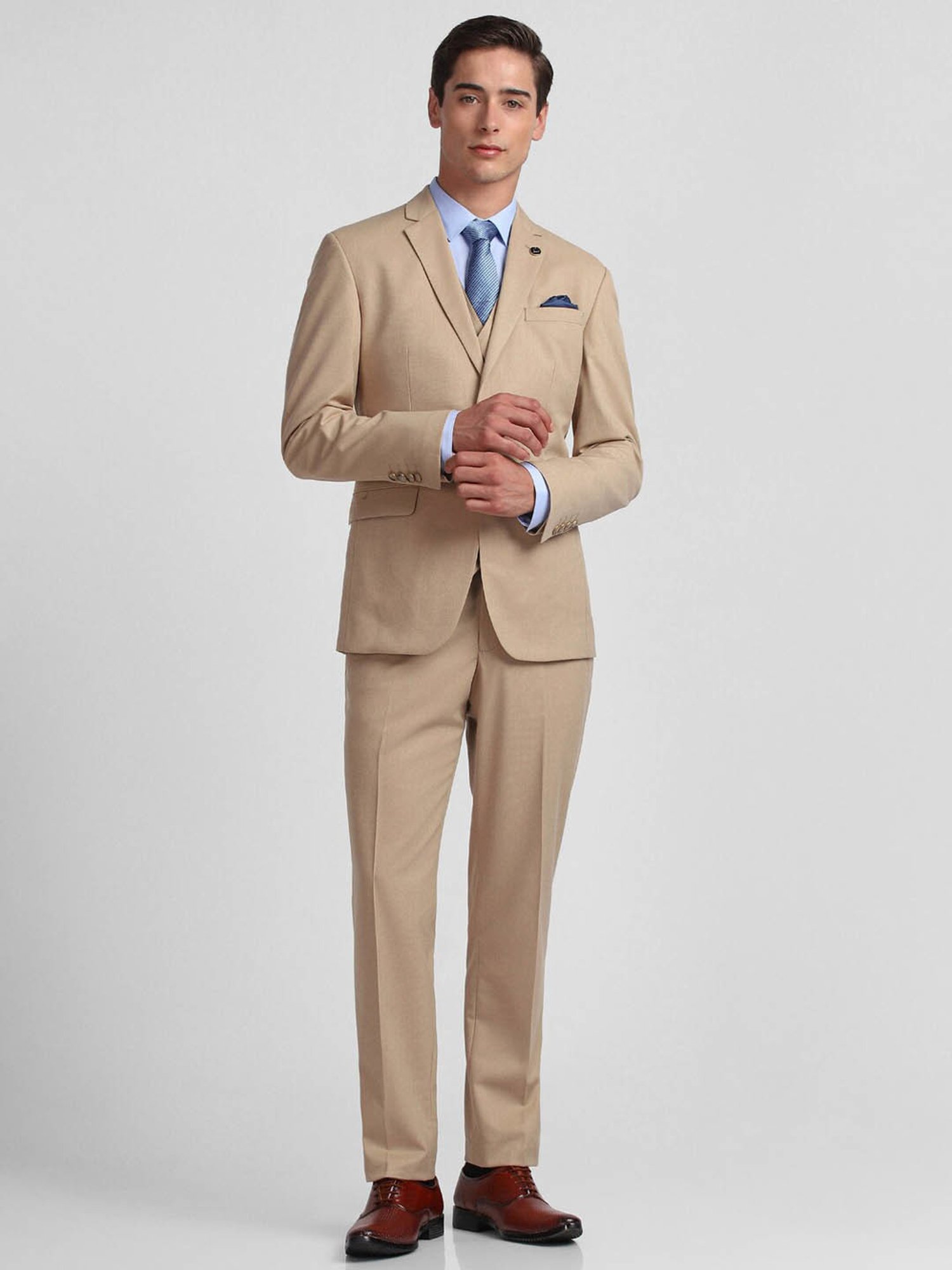 Buy Brown Mid Rise Suit Trousers Online at SELECTED HOMME |261209901