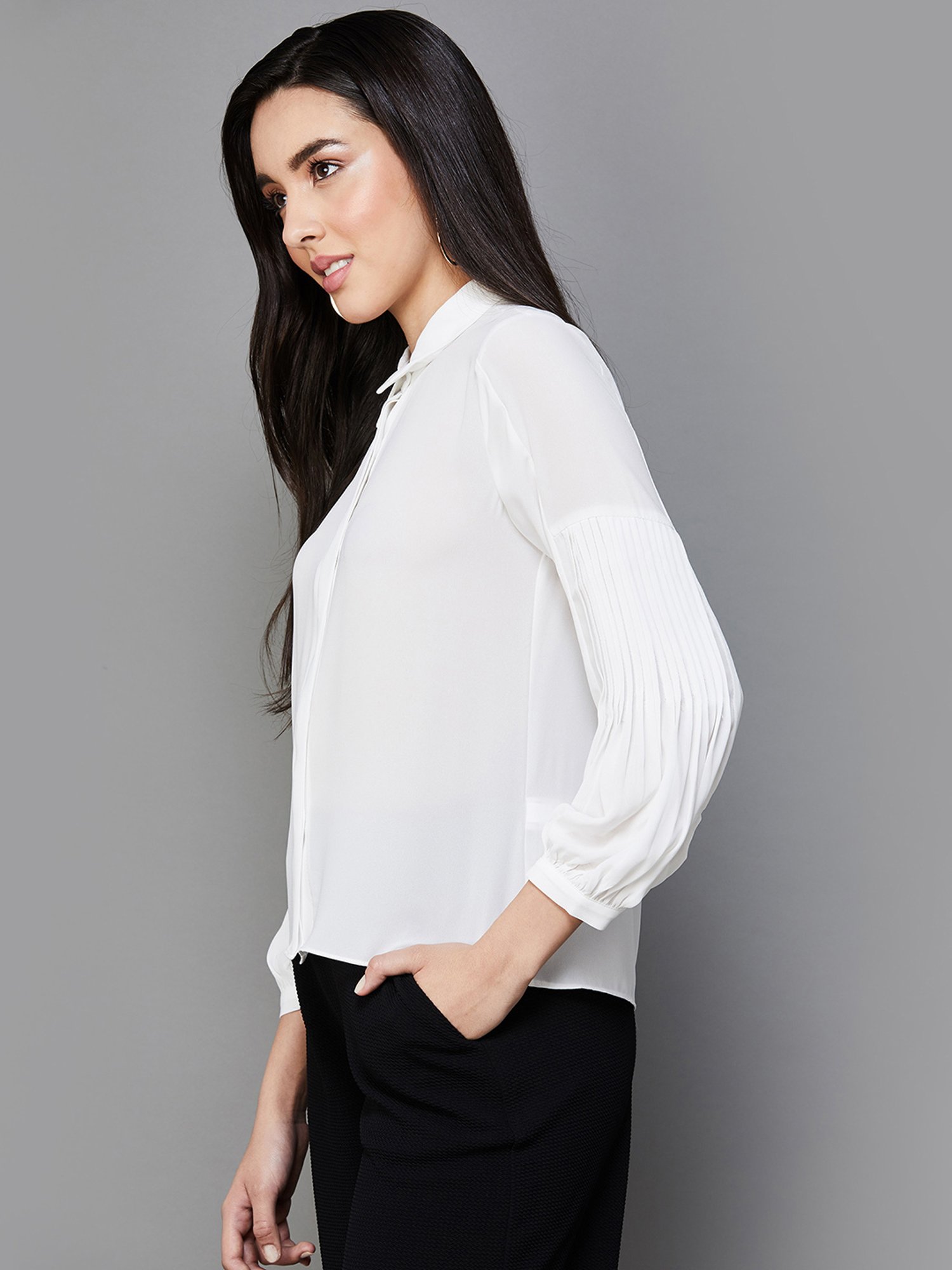 Buy Code by Lifestyle Off-White Full Sleeves Shirt for Women
