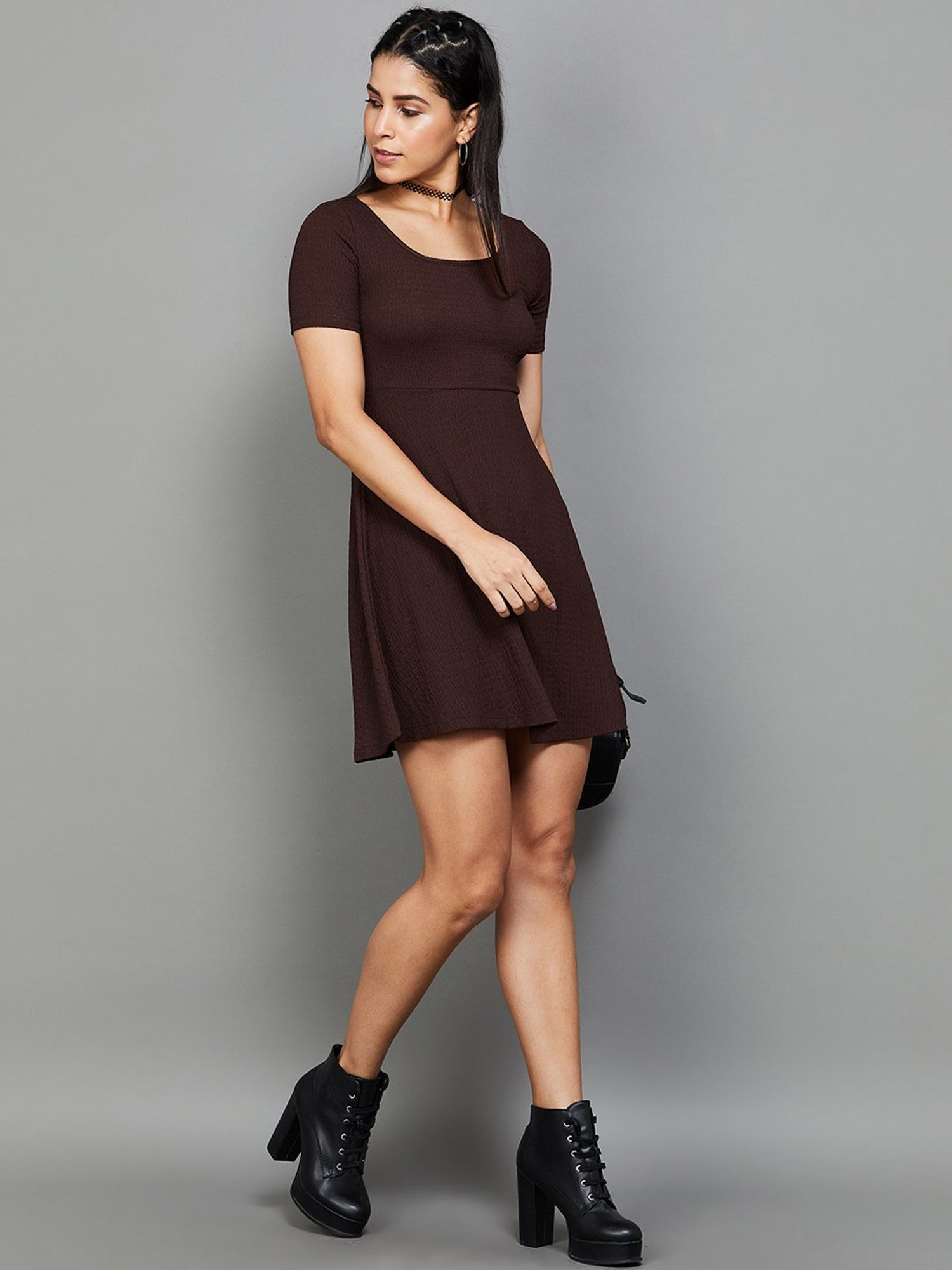 Ginger by Lifestyle Brown A Line Dress