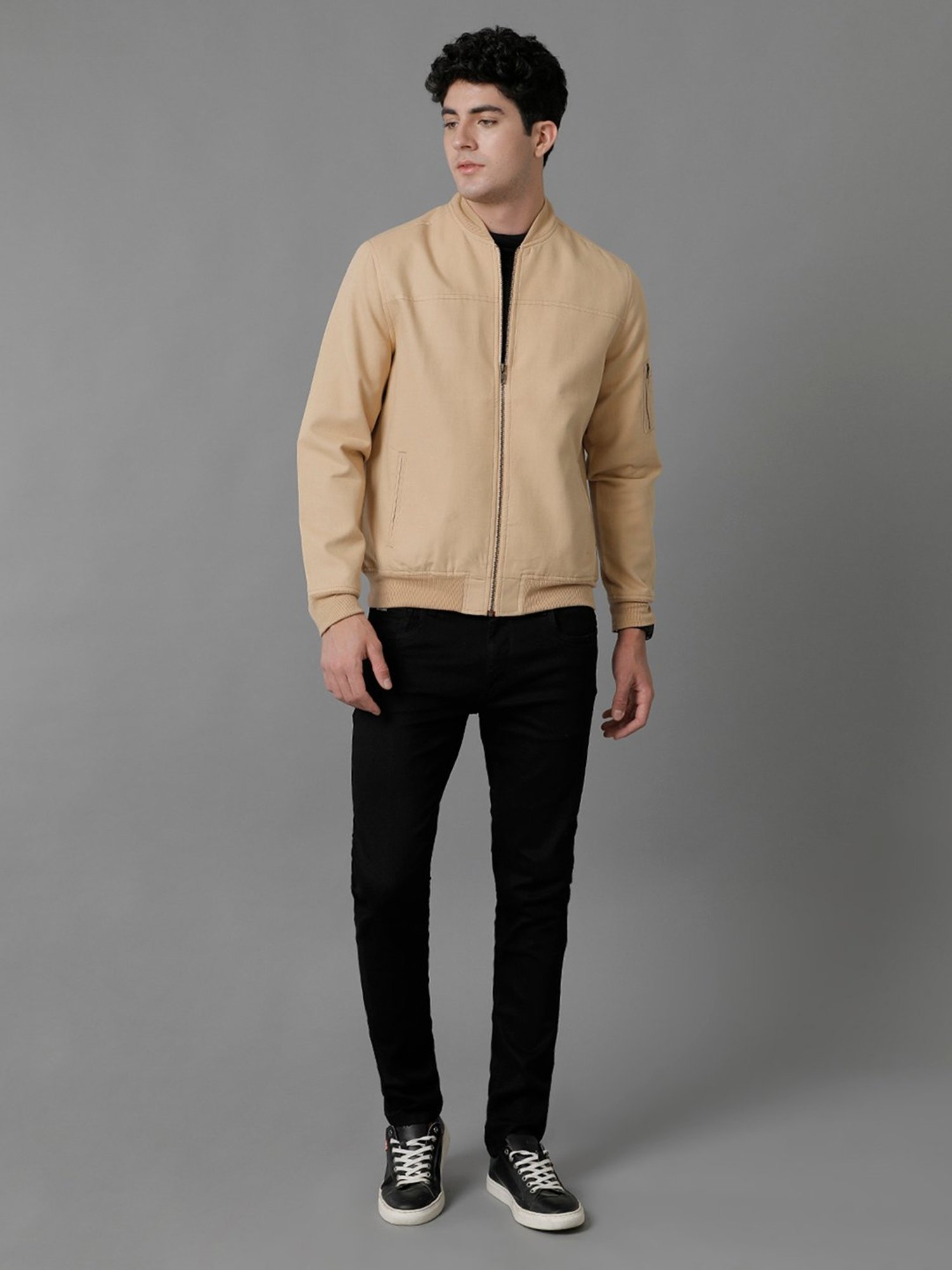 Buy online Beige Solid Back-pack Attached Bomber Jacket from Jackets for  Men by Crimsoune Club for ₹1199 at 70% off | 2024 Limeroad.com
