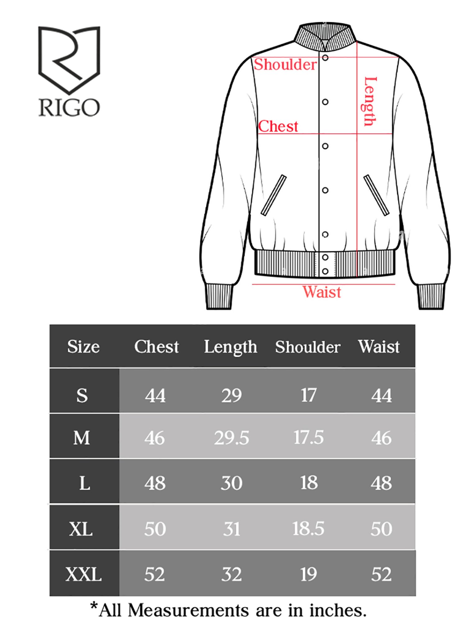 Shas Dynasty Bomber Jacket - Size Chart – Elbotik