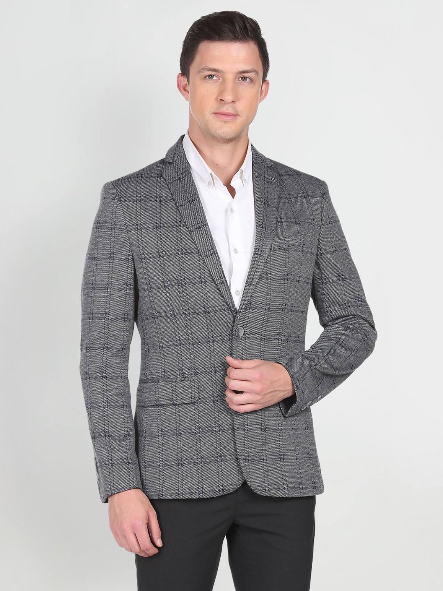 Dark grey outlet check blazer