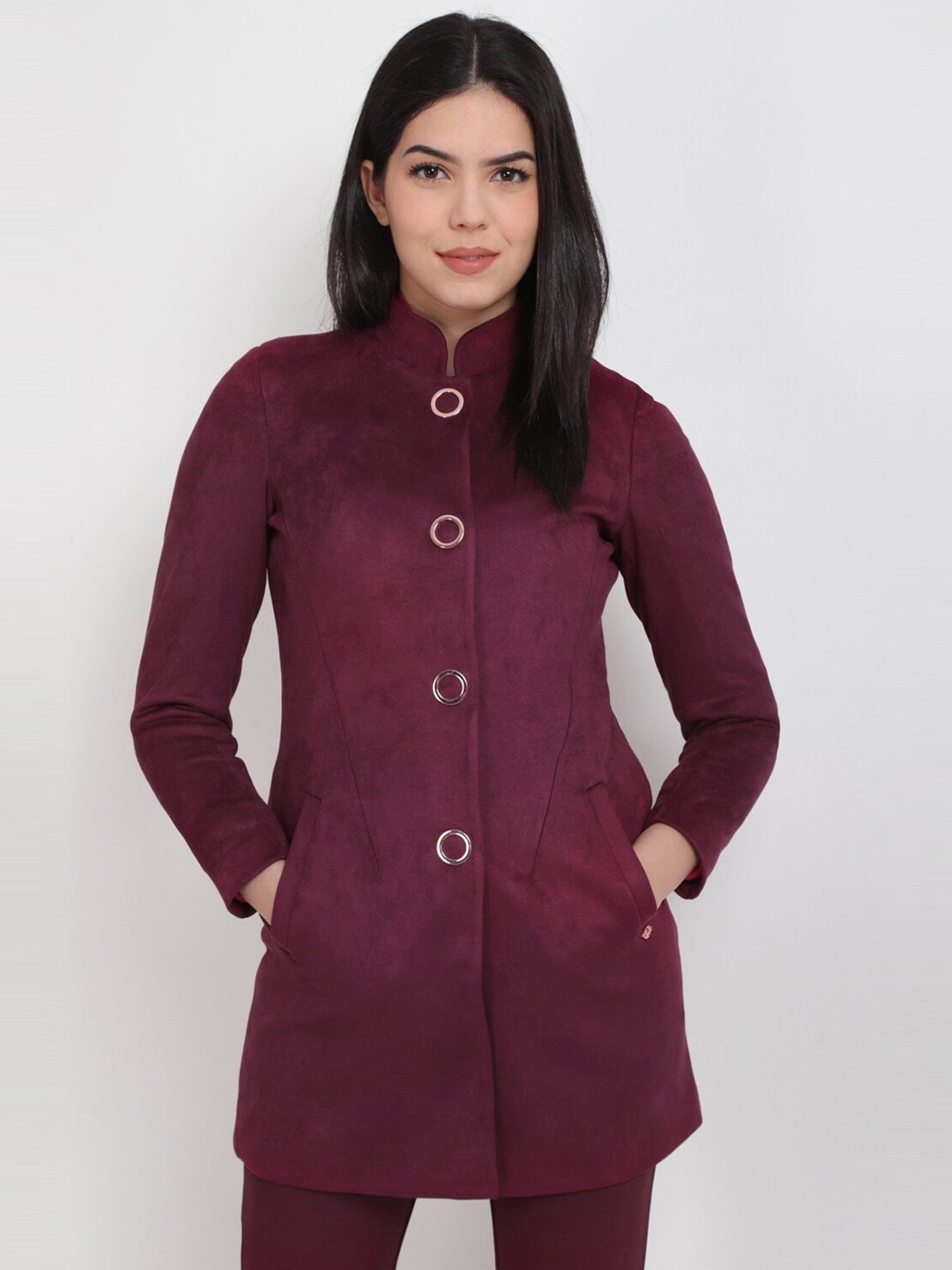 Buy Women Maroon Solid Casual Jacket Online - 187599 | Allen Solly