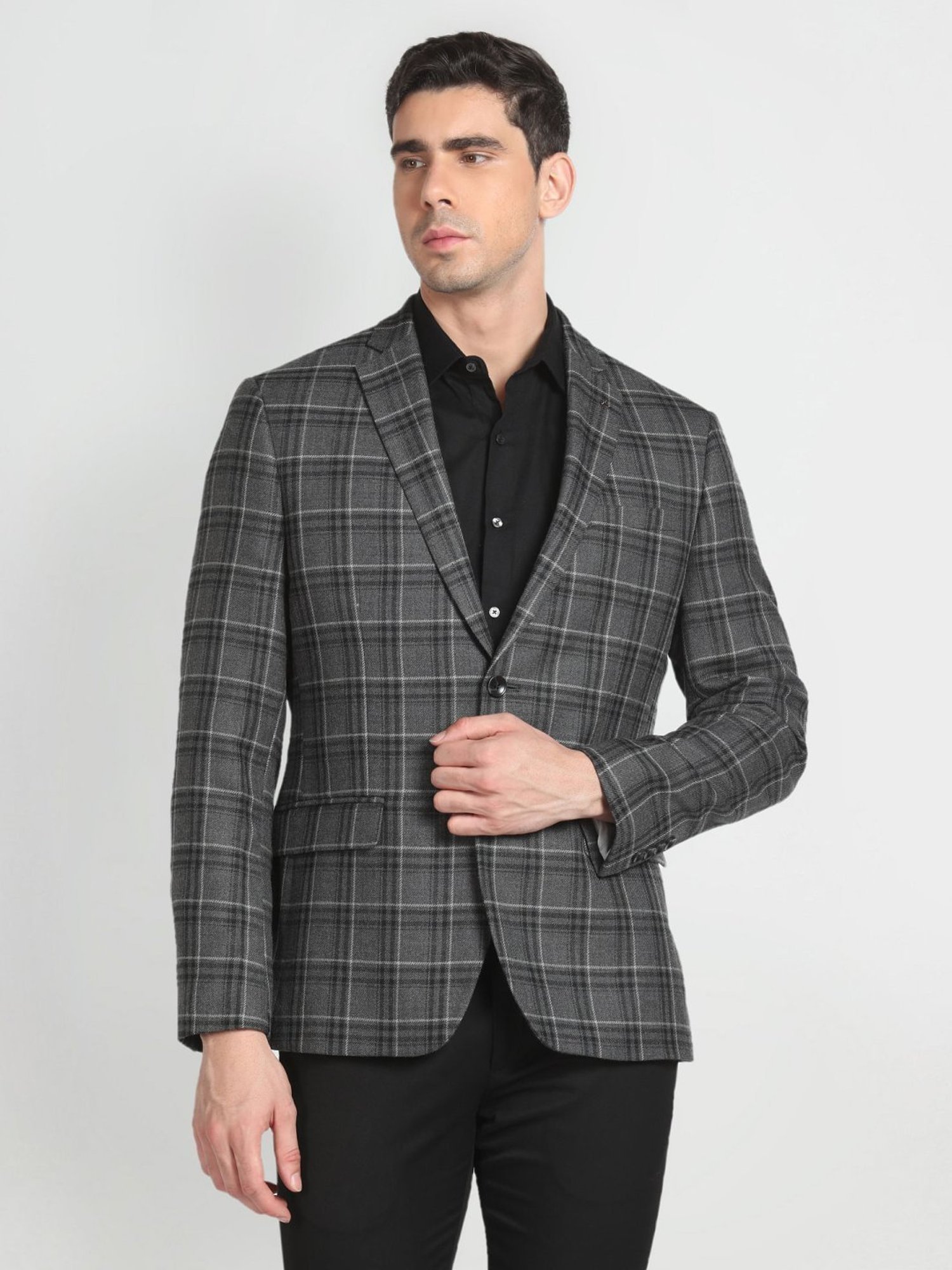 Buy Arrow Grey Regular Fit Checks Blazer for Mens Online Tata CLiQ