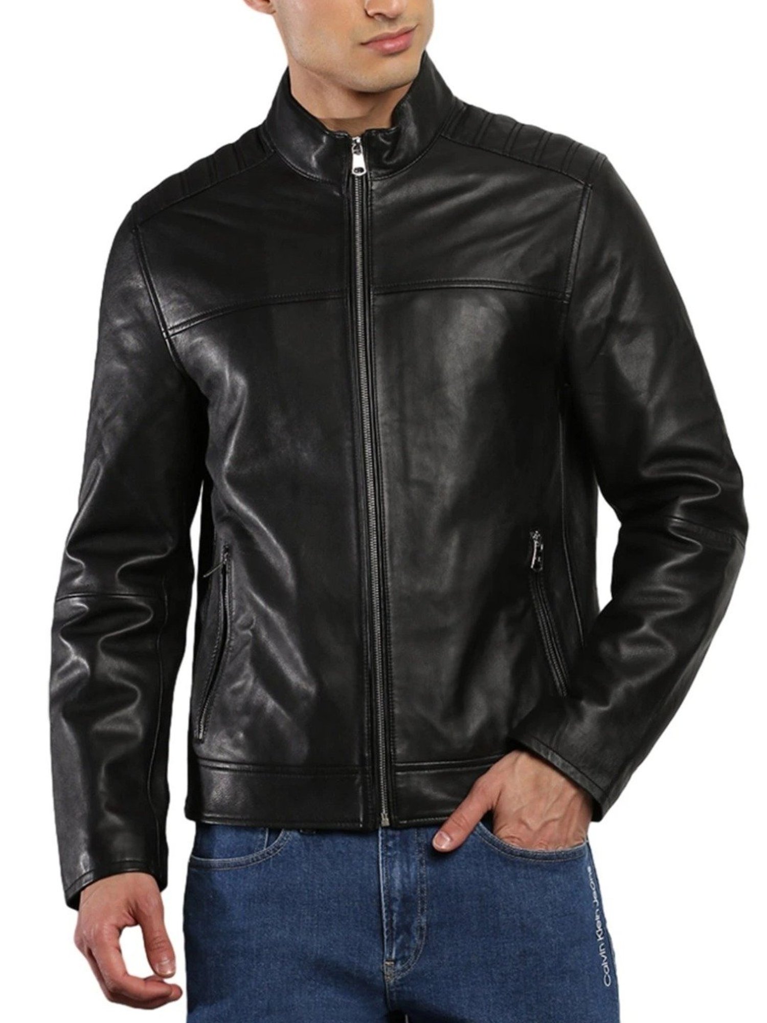 2 XL Men's Calvin Klein Brown Leather Jacket | eBay