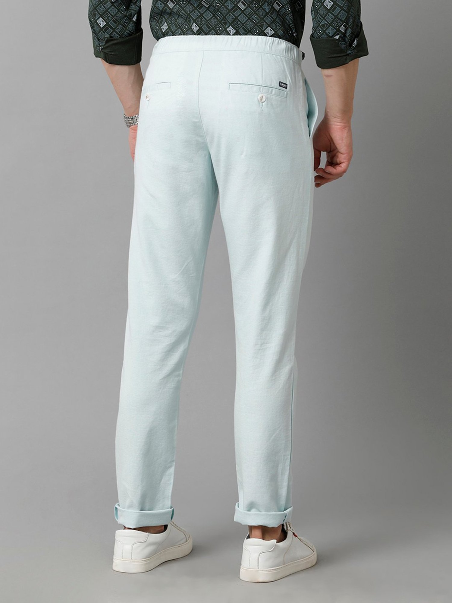 Buy CAVALLO by Linen Club Mint Blue Slim Fit Elasticated Trousers for Men's  Online @ Tata CLiQ