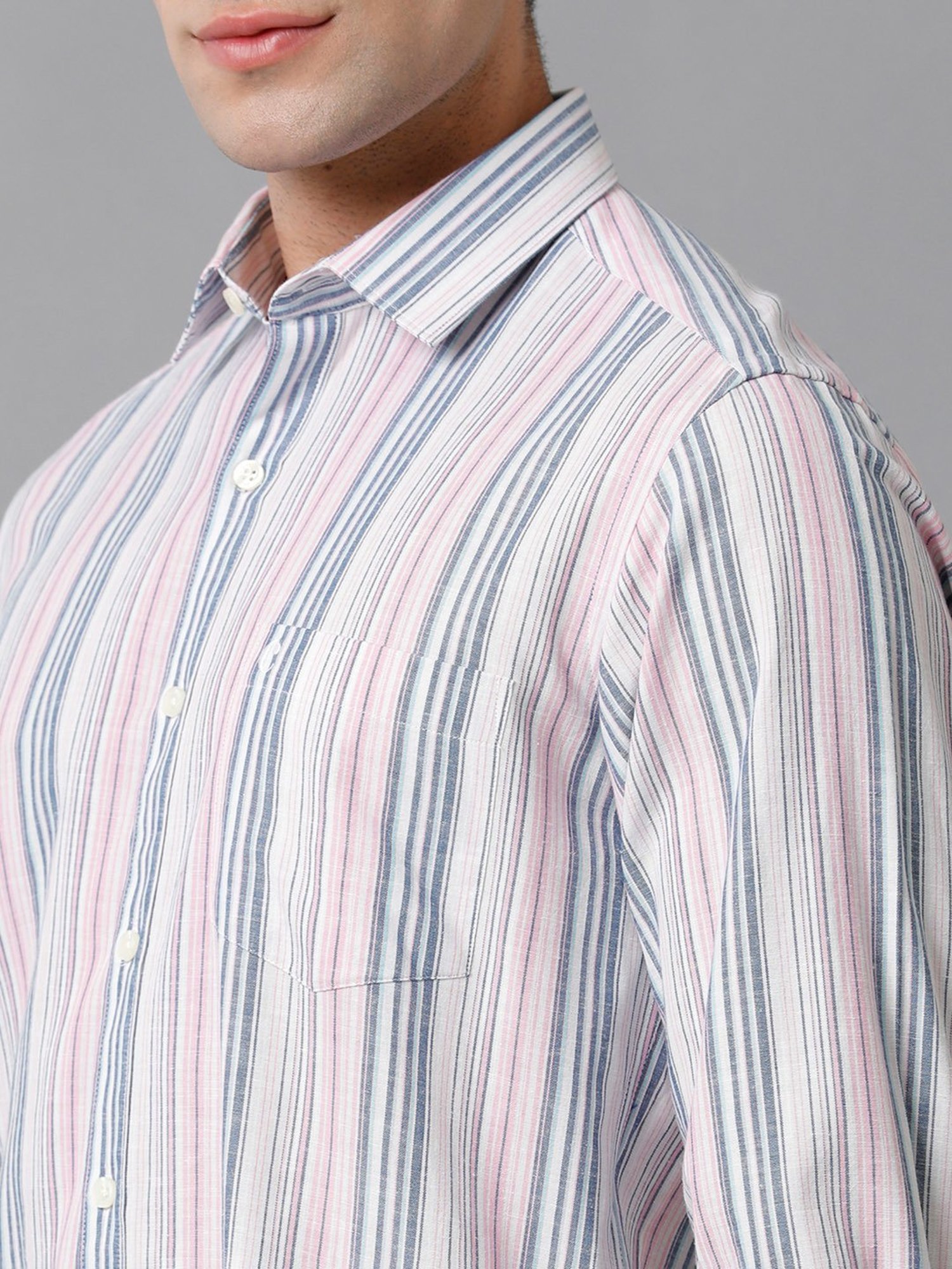 Cavallo By Linen Club Men's Cotton Linen Multicolor Striped