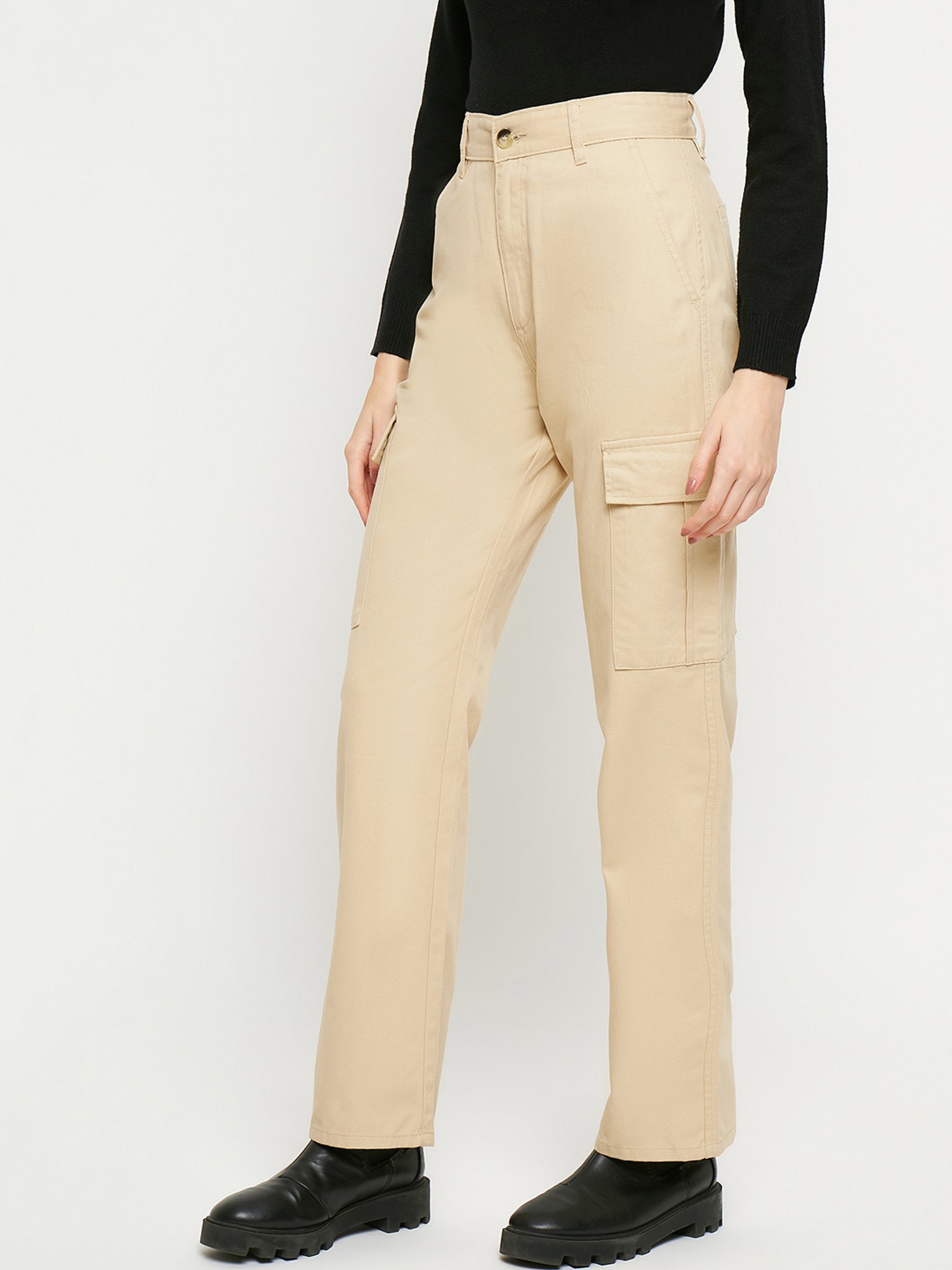 Madame Elasticated Waist Camel Brown Bootcut Trouser | Buy SIZE 34 Trouser  Online for | Glamly