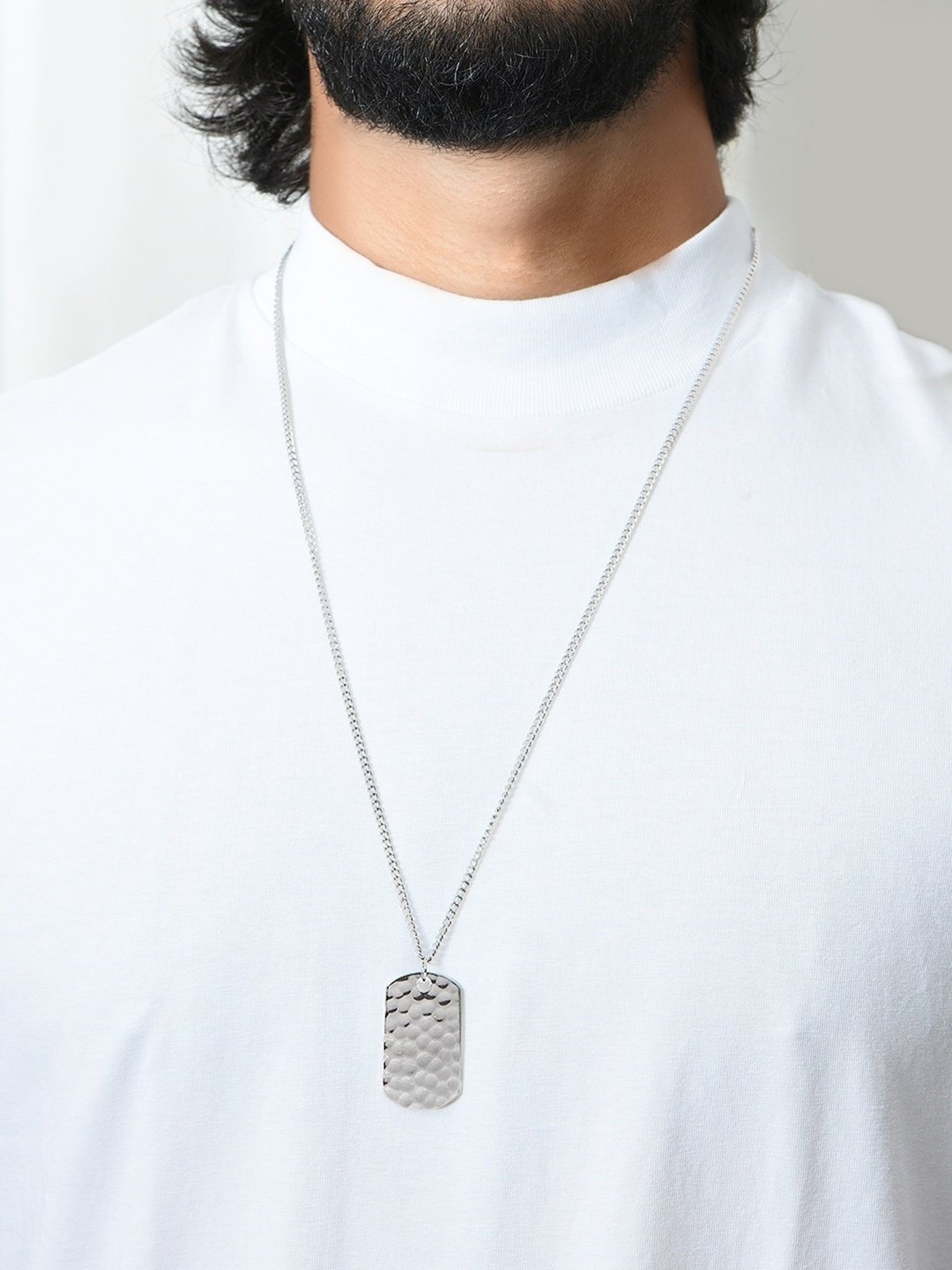 14k Gold Mens Small Dog Tag Necklace - Zoe Lev Jewelry