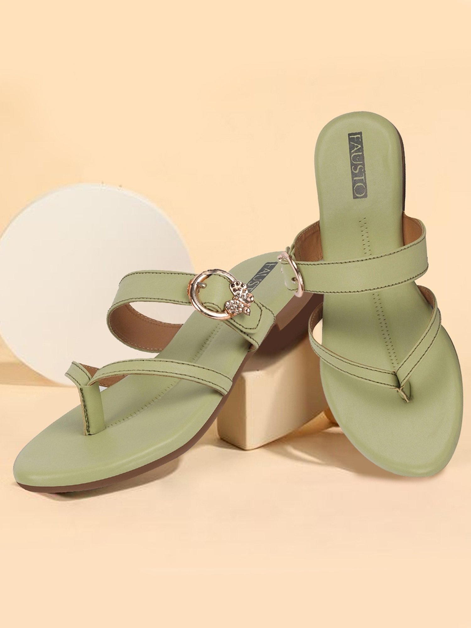 【美品】CLINCH Thong sandal Latigo OD オリーブ Fausto Women's Leaf Thong Sandals
