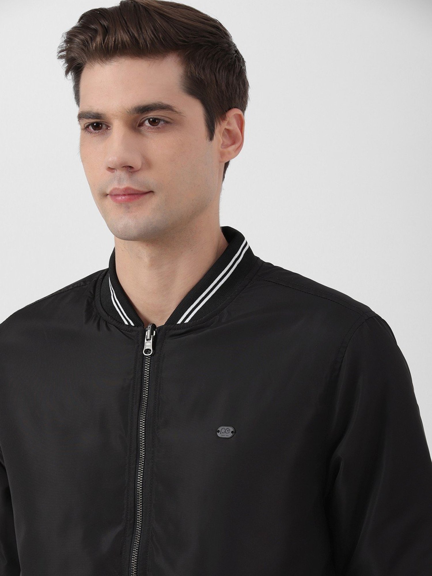Peter England Black Regular Fit Reversible Jacket