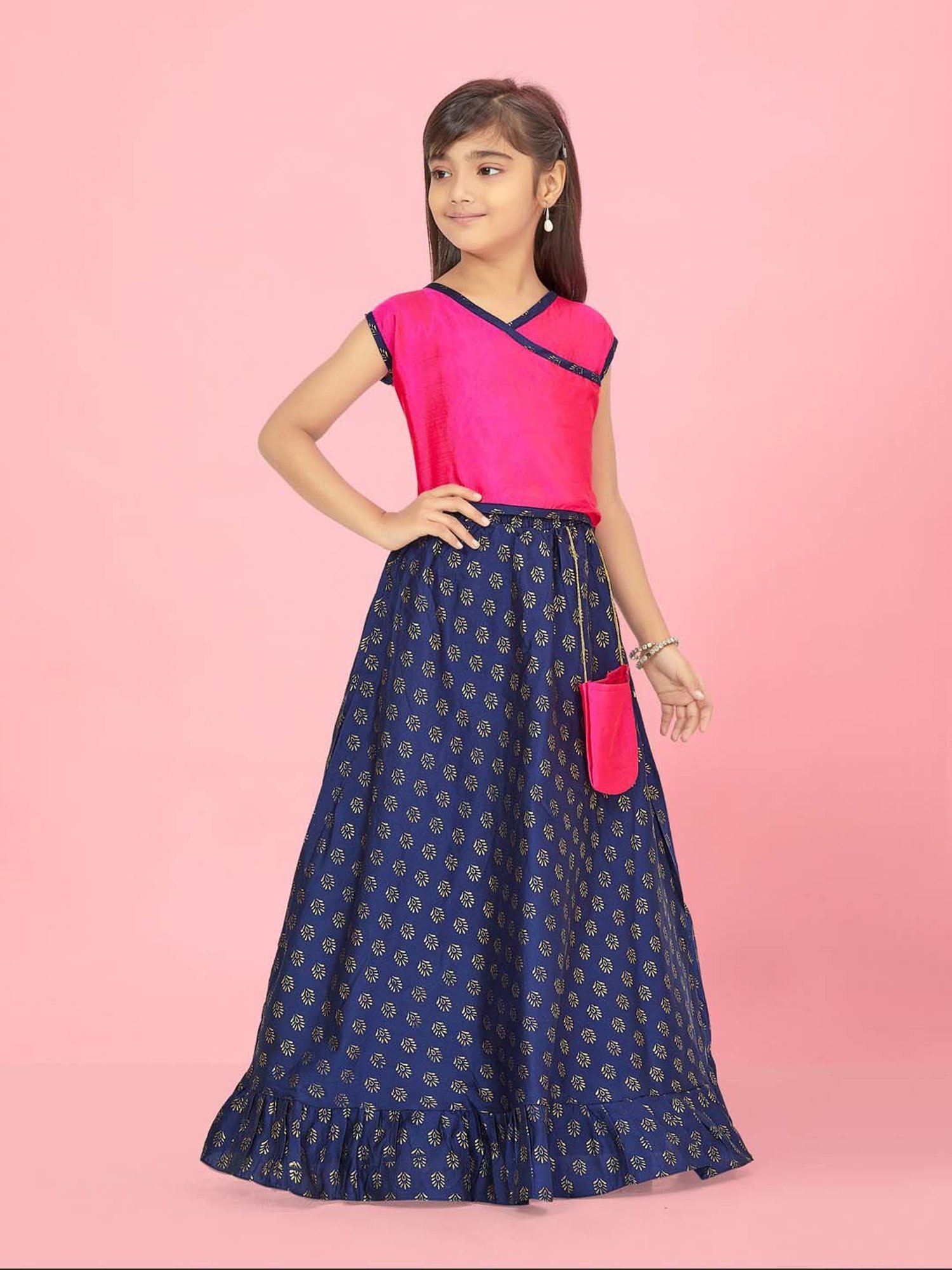 Buy Aarika Girl's Silk,Net Lehenga Choli Set (PL-A-22146_Cream-Gajri_8-9  Years) at Amazon.in
