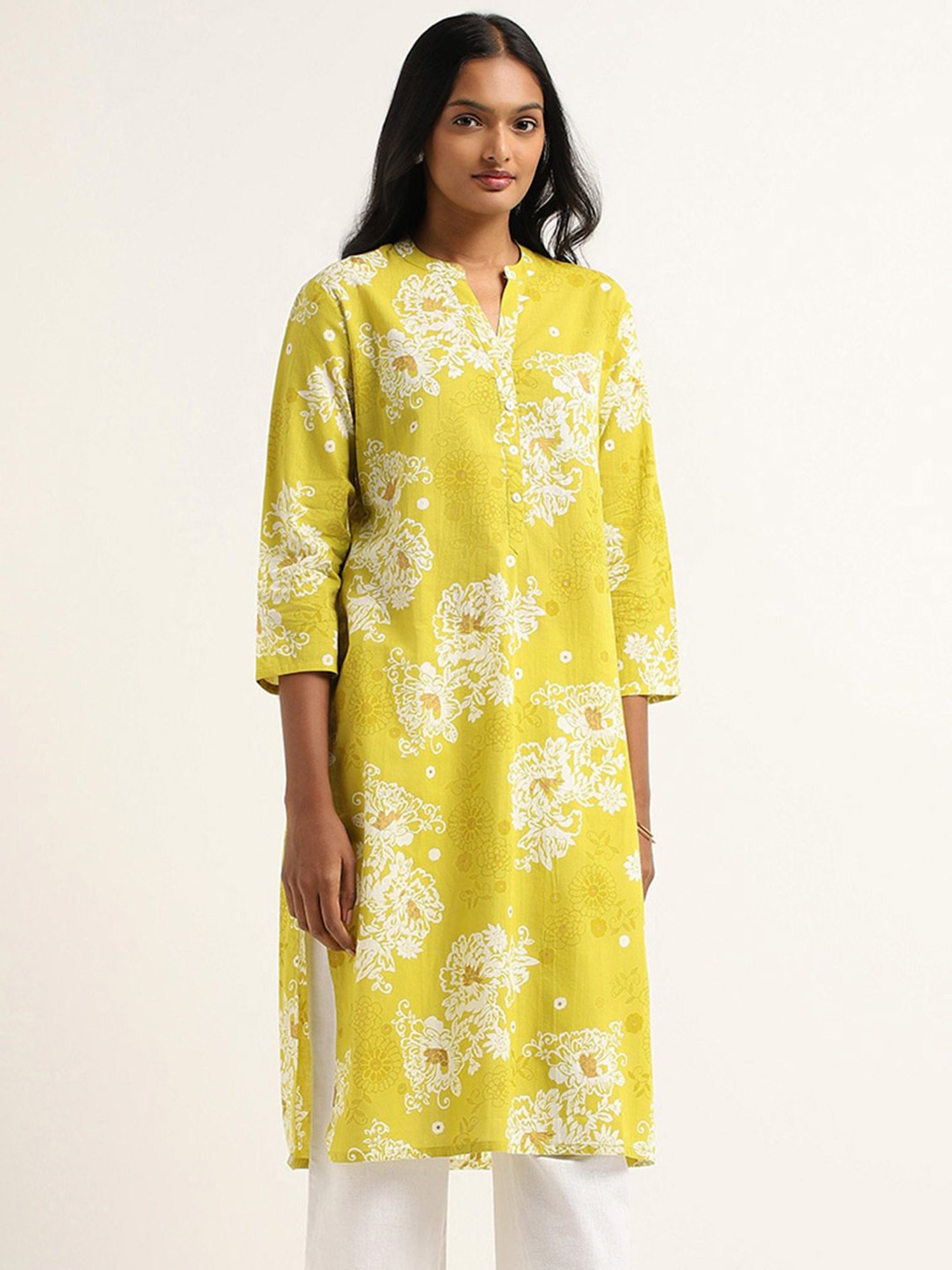 Buy Utsa by Westside Off White Brocade Printed Kurta for Online @ Tata CLiQ