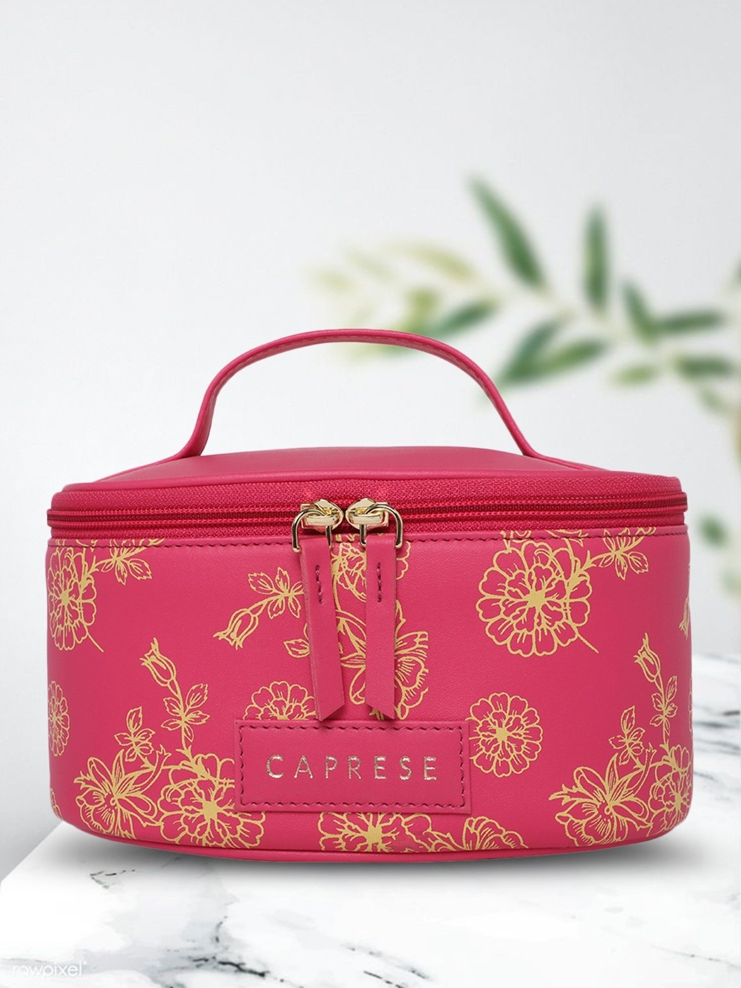 Buy Caprese Teresa Fuchsia Faux Leather Printed Vanity Box Online