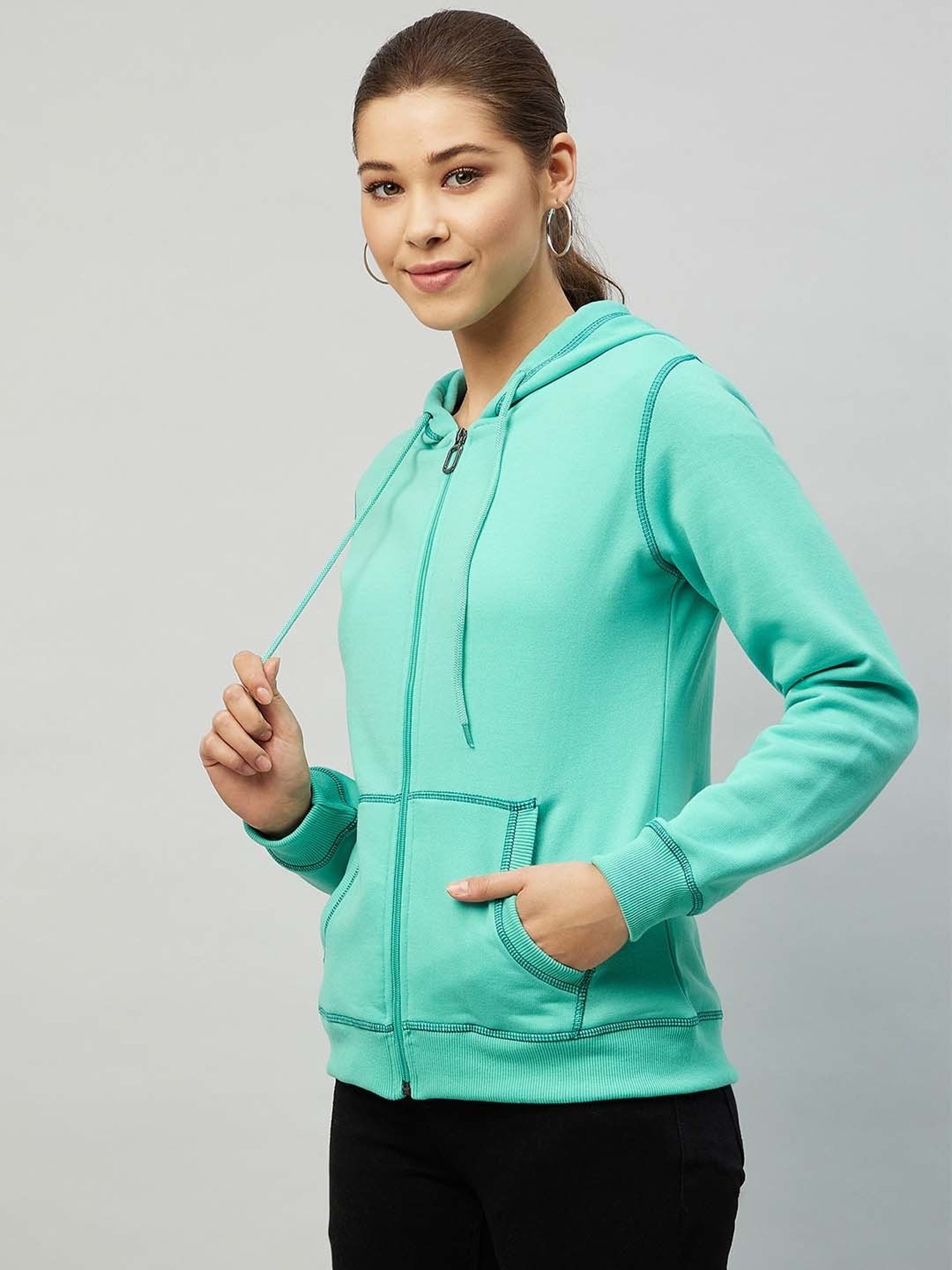 Buy Rare Mint Green Regular Fit Hoodie for Women Online @ Tata CLiQ