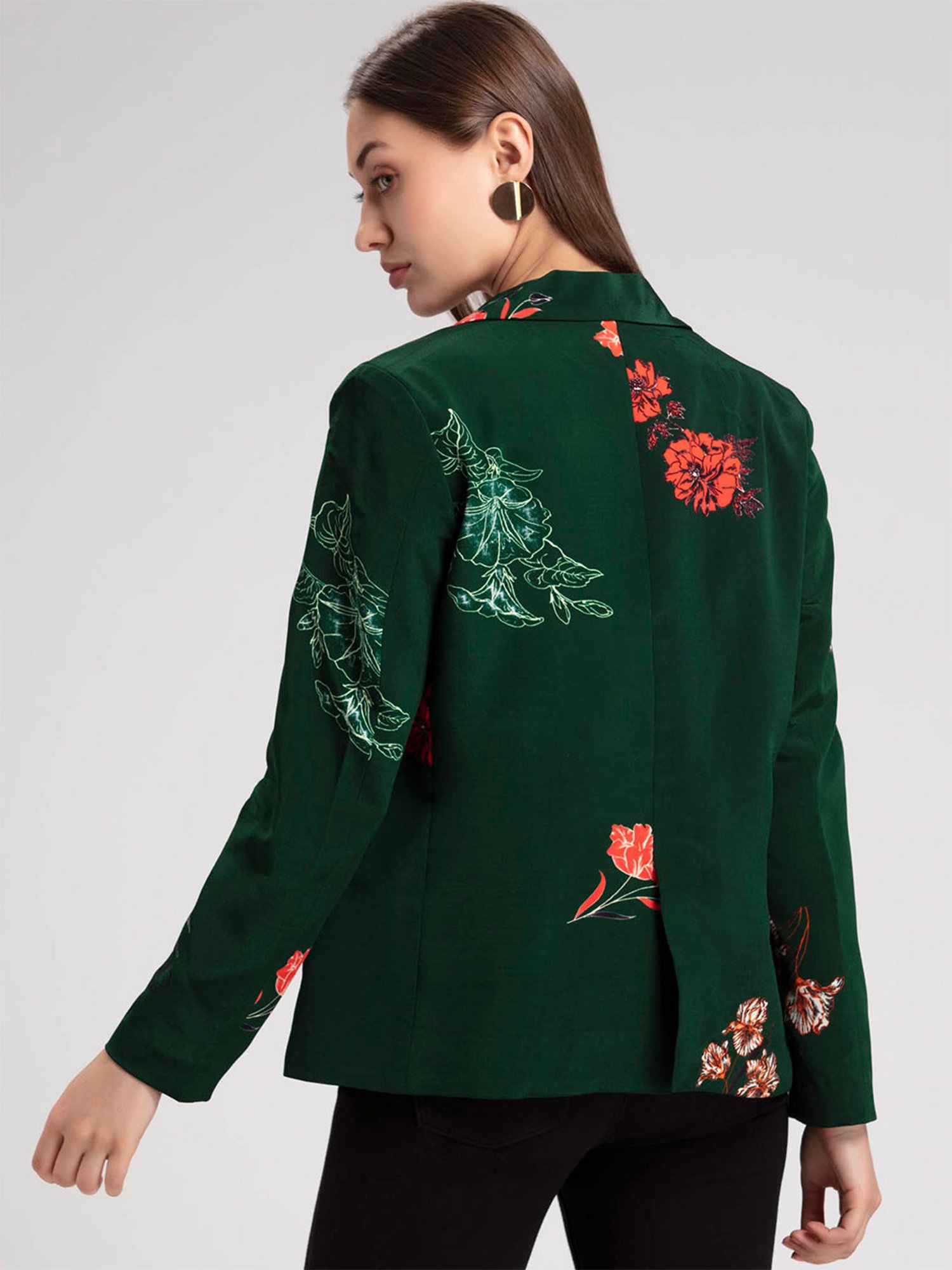 Green on sale floral blazer