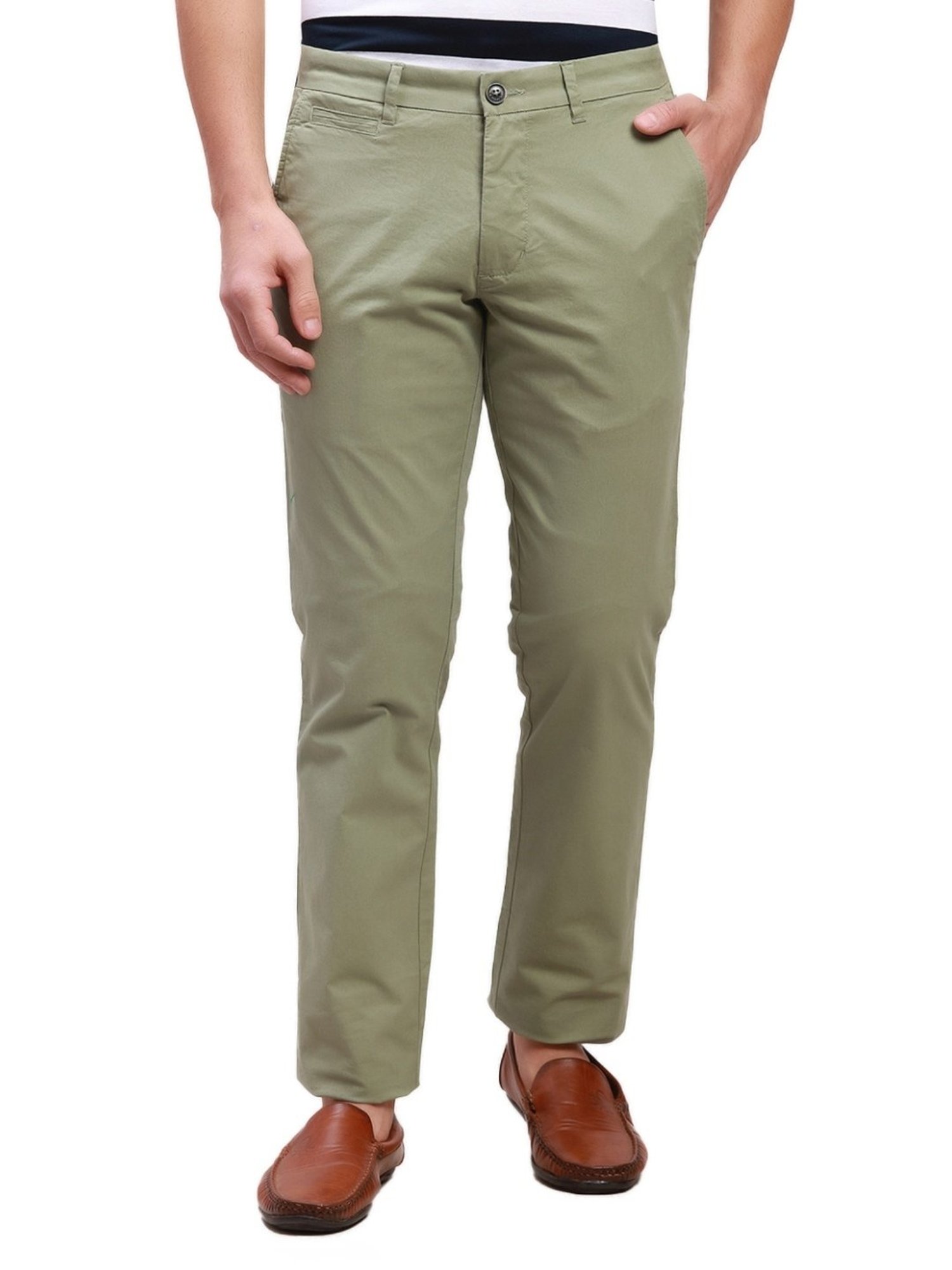 Buy Ethnix By Raymond Men Olive Solid Cotton Trouser | Ethnix By Raymond  Trouser online | Olive