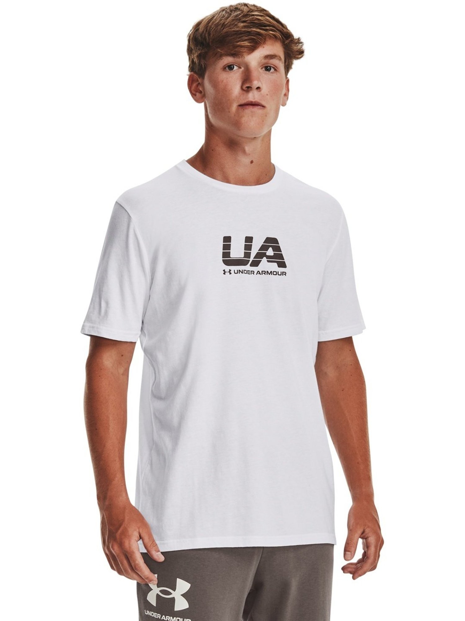 Under Armour White Cotton Regular Fit Printed Sports T-Shirt