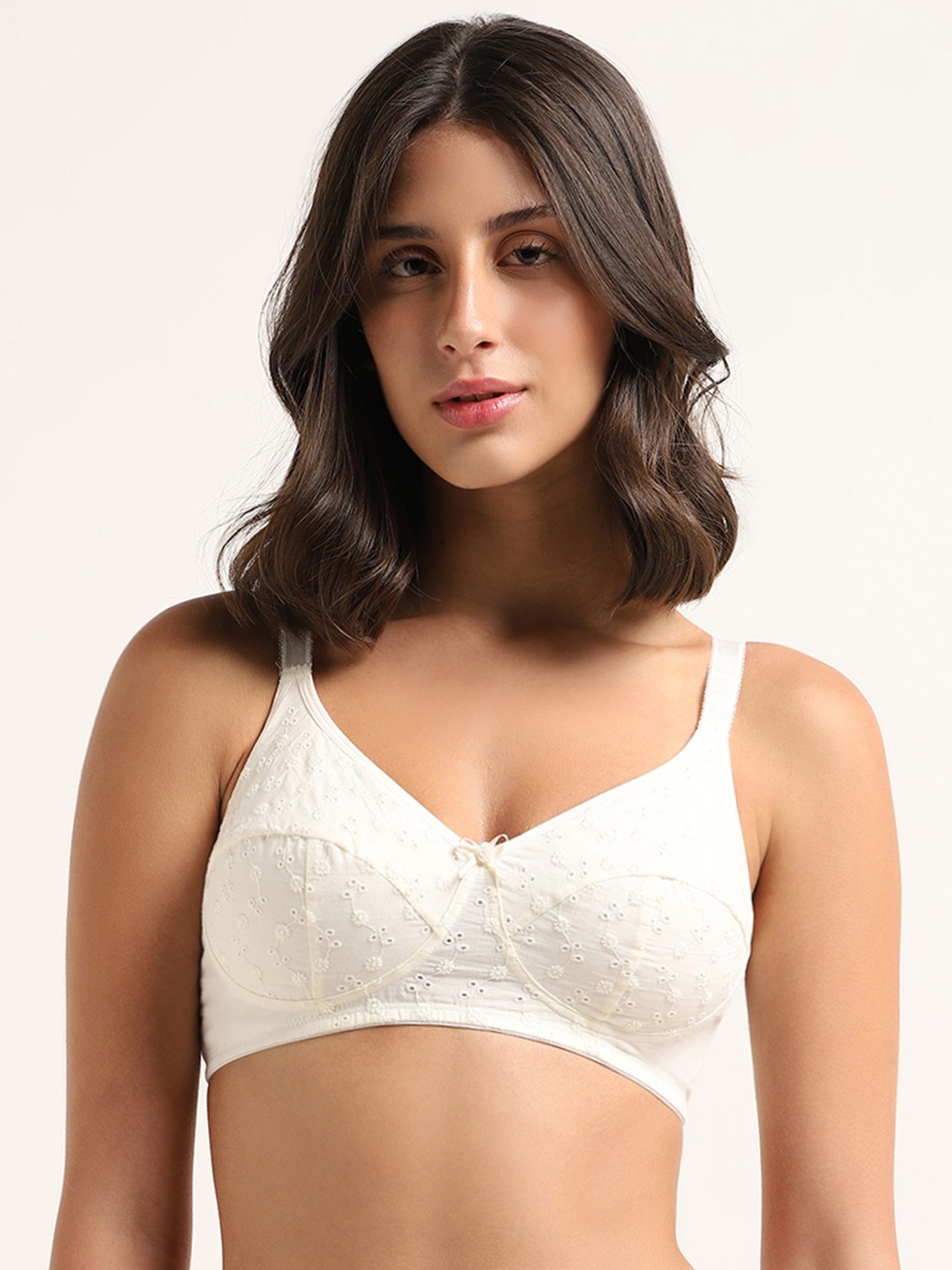 Buy Wunderlove Beige Invisible Lace Bra from Westside