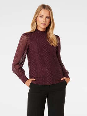 Forever New Josephine High Neck Lace Top