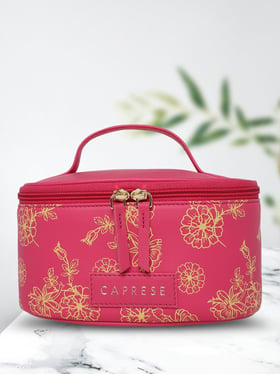 Buy Caprese Teresa Fuchsia Faux Leather Printed Vanity Box Online