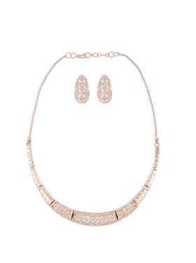 Buy Zaveri Pearls Rose Gold Party Bling Necklace Set-ZPFK15274