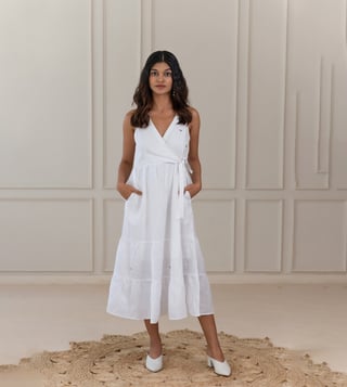 Monsoon white sales linen dress