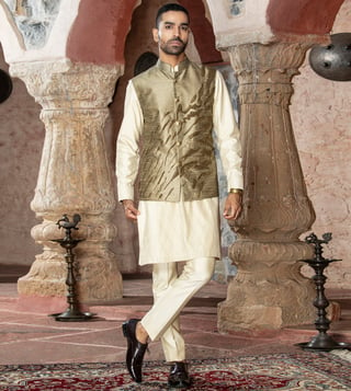 Golden on sale nehru jacket