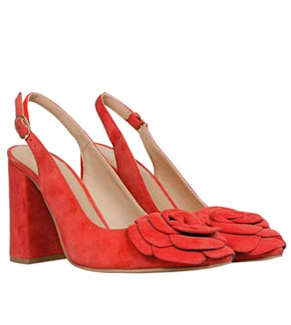 Red platform best sale chunky heels