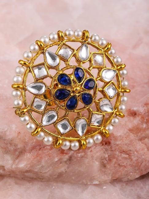 Zaveri Pearls Multicolor Alloy Cocktail Ring