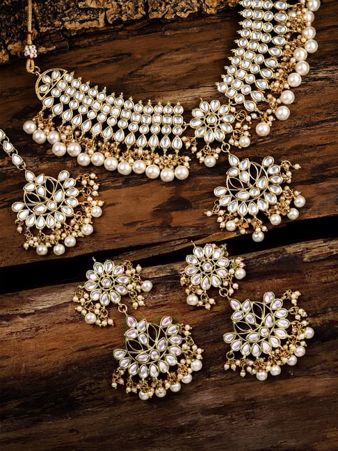 Buy Zaveri Pearls Clear Pearl White Alloy Necklace Set Online At Best Price Tata CLiQ