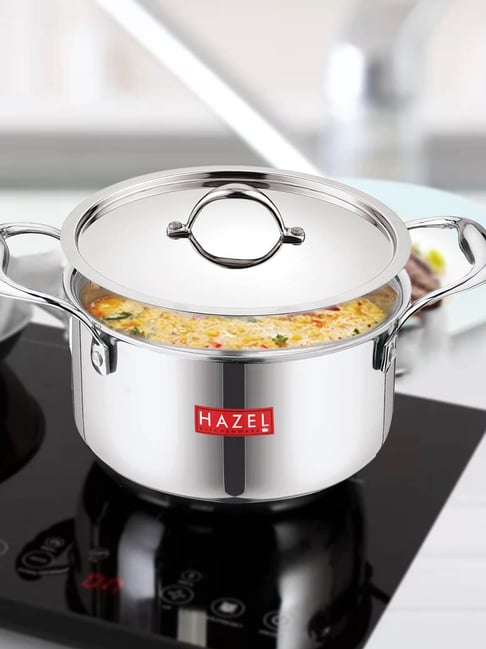 HAZEL Triply Stainless Steel Induction Bottom Cook & Serve Casserole With SS Lid, 2.3 Litre, 18.5 cm