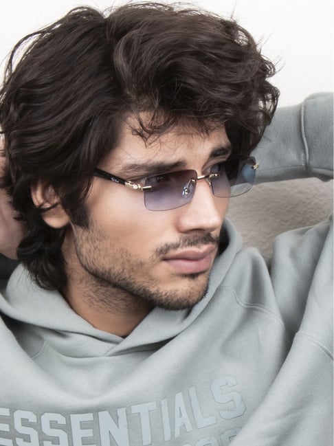 Ted Smith SOLITIARE_C3 Blue Gradient Rectangular Sunglasses