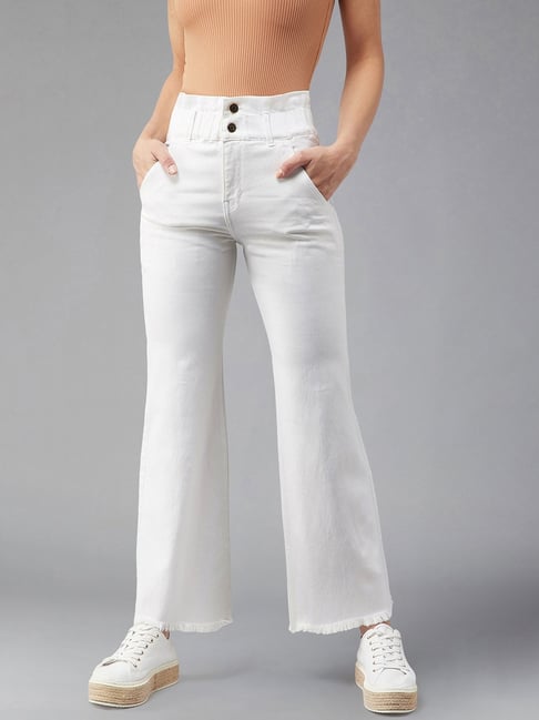 Buy Nuon Plain White Straight Fit Mid Raised Jeans from Westside