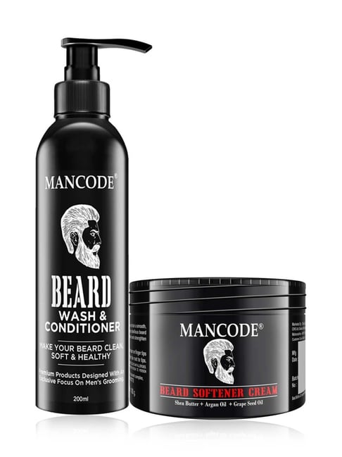 Mancode Beard Wash & Conditioner and Beard Softner Cream (Pack of 2)