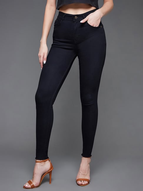 YOTAMI Women's High Waist Pocket Denim Jeans Fashion Solid Denim Pants Blue  S-2XL - Walmart.com