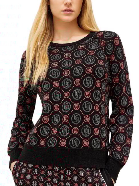 Liu Jo Nero, Barbie Silver Printed Regular Fit Sweater