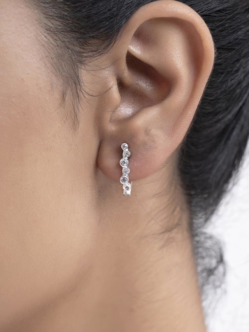 Cluster Petite Hoop Earrings Finished in Pure Platinum - CRISLU