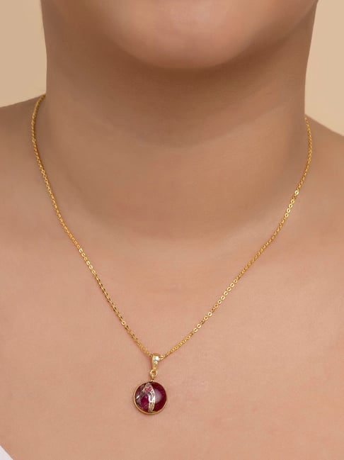 Shop Royal Kempu Ruby and Emerald 22K Gold Necklace Online in India | Gehna