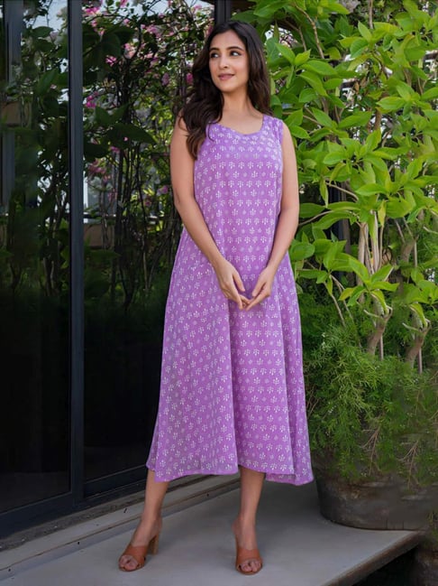 Buy Cover Story Purple Full Length Slip Dress for Women's Online