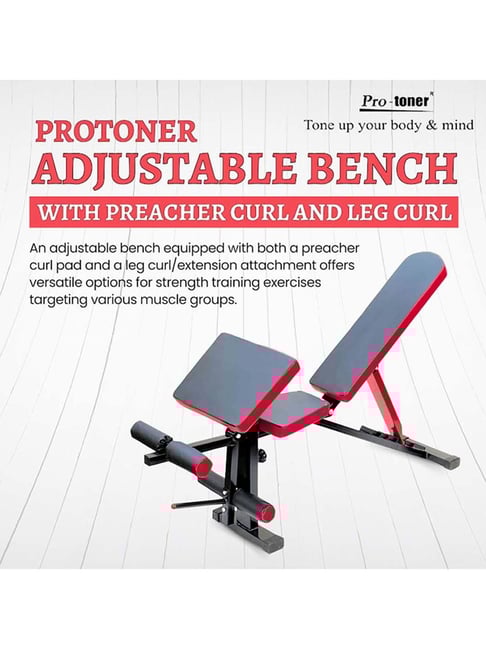 Protoner Adjustable Weight Lifting Bench (Red) Size