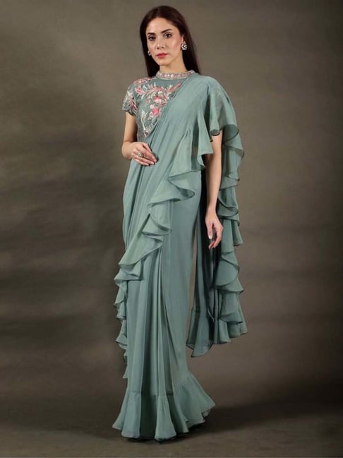 Ruffle Palazzo Sarees - Buy Ruffle Palazzo Sarees online in India