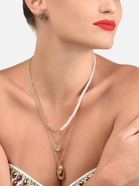 Buy Zaveri Pearls 3 layers Pearl Embellished Jewellery Set Online At Best Price Tata CLiQ
